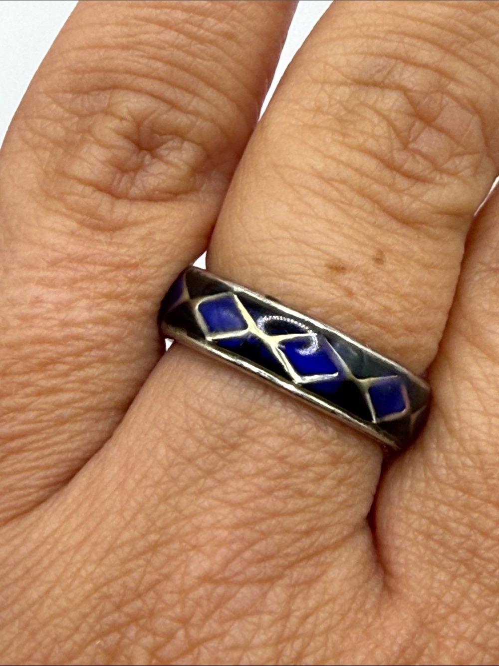 Vintage Silver Tone Black Mood Ring Size 7